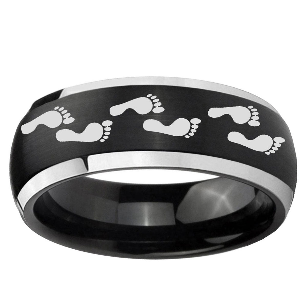 5mm Foot Print Dome Brushed Black 2 Tone Tungsten Band