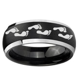 5, 8mm Foot Print Dome Brushed Black 2 Tone Tungsten Ring