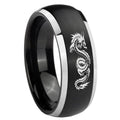 8mm Dragon Dome Brushed Black 2 Tone Tungsten Promised Ring