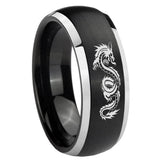 His and Hers Dragon Dome Brushed Black 2 Tone Tungsten Wedding Band Mens Set