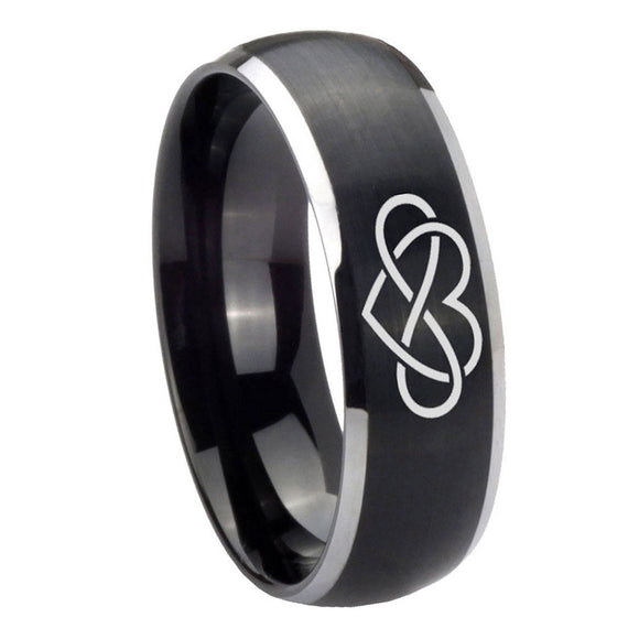 8mm-Infinity-Love-Dome-Brushed-Black-2-Tone-Tungsten-Carbide-Mens-Promise-Ring