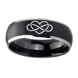8mm-Infinity-Love-Dome-Brushed-Black-2-Tone-Tungsten-Carbide-Mens-Promise-Ring