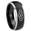 8mm Infinity Love Dome Brushed Black 2 Tone Tungsten Ring