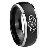 8mm Infinity Love Dome Brushed Black 2 Tone Tungsten Carbide Mens Promise Ring