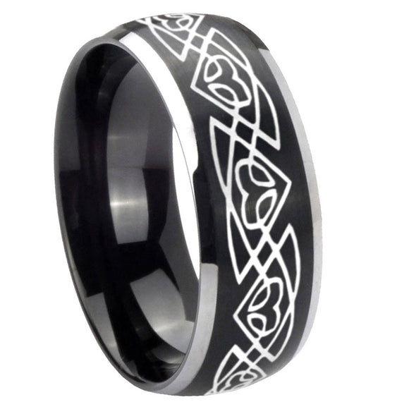 8mm-Celtic-Braided-Dome-Brushed-Black-2-Tone-Tungsten-Custom-Mens-Ring