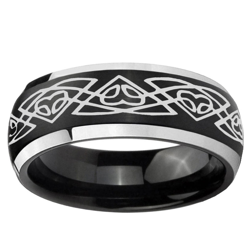 5mm Celtic Braided Dome Brushed Black 2 Tone Tungsten Ring
