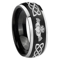 8mm Irish Claddagh Dome Brushed Black 2 Tone Tungsten Ring