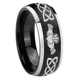 His Hers Irish Claddagh Dome Brushed Black 2 Tone Tungsten Men's Ring Set