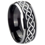 8mm-Celtic-Knot-Dome-Brushed-Black-2-Tone-Tungsten-Custom-Mens-Ring