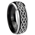8mm Celtic Knot Dome Brushed Black 2 Tone Tungsten Ring