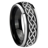 8mm Celtic Knot Dome Brushed Black 2 Tone Tungsten Custom Mens Ring