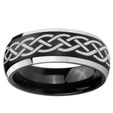 5, 8mm Celtic Knot Dome Brushed Black 2 Tone Tungsten Ring