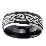 8mm-Celtic-Knot-Infinity-Love-Dome-Brushed-Black-2-Tone-Tungsten-Custom-Mens-Ring