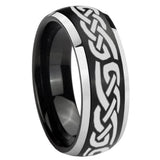 8mm Celtic Knot Infinity Love Dome Brushed Black 2 Tone Tungsten Custom Mens Ring