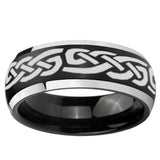 5, 8mm Celtic Knot Infinity Love Dome Brushed Black 2 Tone Tungsten Ring