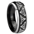 8mm Celtic Knot Dome Brushed Black 2 Tone Tungsten Ring