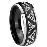 8mm Celtic Knot Dome Brushed Black 2 Tone Tungsten Custom Mens Ring