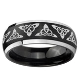 5, 8mm Celtic Knot Dome Brushed Black 2 Tone Tungsten Ring