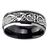 8mm-Celtic-Knot-Dragon-Dome-Brushed-Black-2-Tone-Tungsten-Men's-Band-Ring