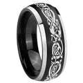8mm Celtic Knot Dragon Dome Black 2 Tone Tungsten Ring