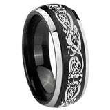 His Hers Celtic Knot Dragon Dome Brushed Black 2 Tone Tungsten Mens Bands Ring Set