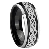 8mm Celtic Knot Dome Brushed Black 2 Tone Tungsten Carbide Men's Bands Ring
