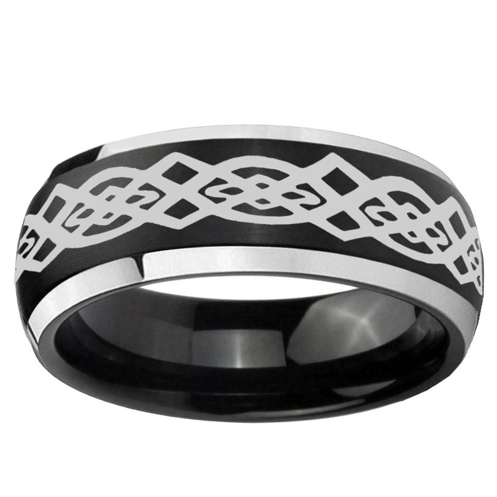 5mm Celtic Knot Dome Brushed Black 2 Tone Tungsten Band