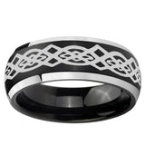 5, 8mm Celtic Knot Dome Brushed Black 2 Tone Tungsten Ring