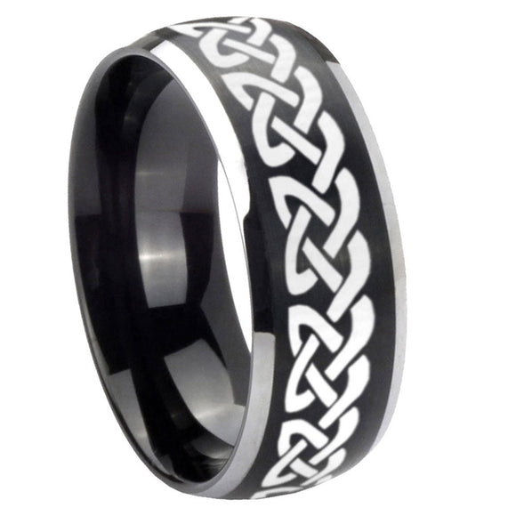 8mm-Celtic-Knot-Love-Dome-Brushed-Black-2-Tone-Tungsten-Custom-Mens-Ring