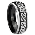 8mm Celtic Knot Love Dome Brushed Black 2 Tone Tungsten Ring