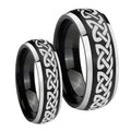 Celtic Knot Love Dome Brushed Black 2 Tone Tungsten Couple Rings