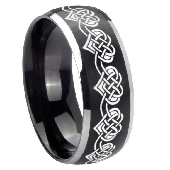 8mm-Celtic-Knot-Heart-Dome-Brushed-Black-2-Tone-Tungsten-Custom-Mens-Ring