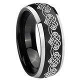 8mm Celtic Knot Heart Dome Brushed Black 2 Tone Tungsten Custom Mens Ring