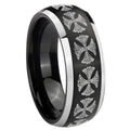 8mm Medieval Cross Dome Brushed Black 2 Tone Tungsten Ring