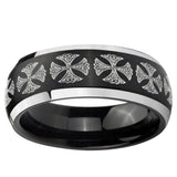 5, 8mm Medieval Cross Dome Brushed Black 2 Tone Tungsten Ring