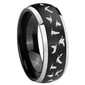 8mm Flying Geese Hunting Dome Black 2 Tone Tungsten Ring