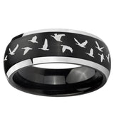 5, 8mm Flying Geese Hunting Dome Brushed Black 2 Tone Tungsten Ring