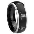 8mm Blackborne Caryll Runes Dome Brush Black Engraving Ring