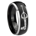 8mm kingdom heart keyblades Dome Brush Black Engraving Ring
