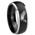 8mm Flying American Eagle Dome Brush Black Engraving Ring