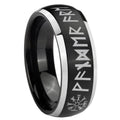 8mm Viking Dome Brush Black Engraving Ring