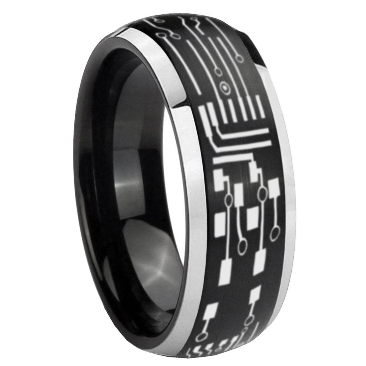 8mm Circuit Board Dome Brush Black Engraving Ring