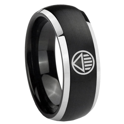 8mm Black Lantern Dome Brush Black Comfort Fit Wedding Band