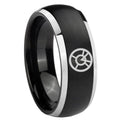 8mm Orange lantern Dome Brush Black Engraving Ring