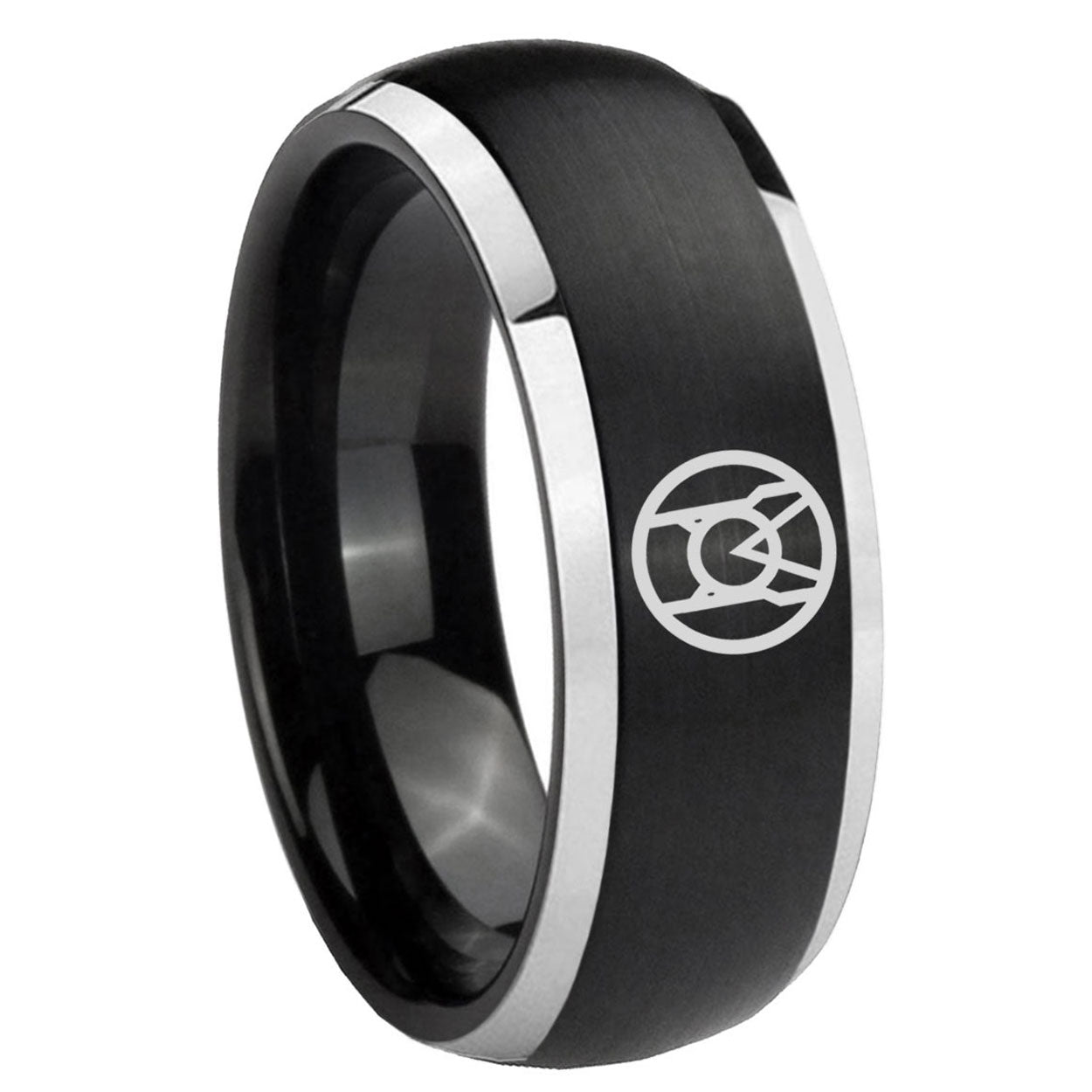 8mm Larfleeze Green Lantern Dome Brush Black Engraving Ring