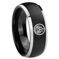 8mm Silver Lantern Dome Brush Black Engraving Ring