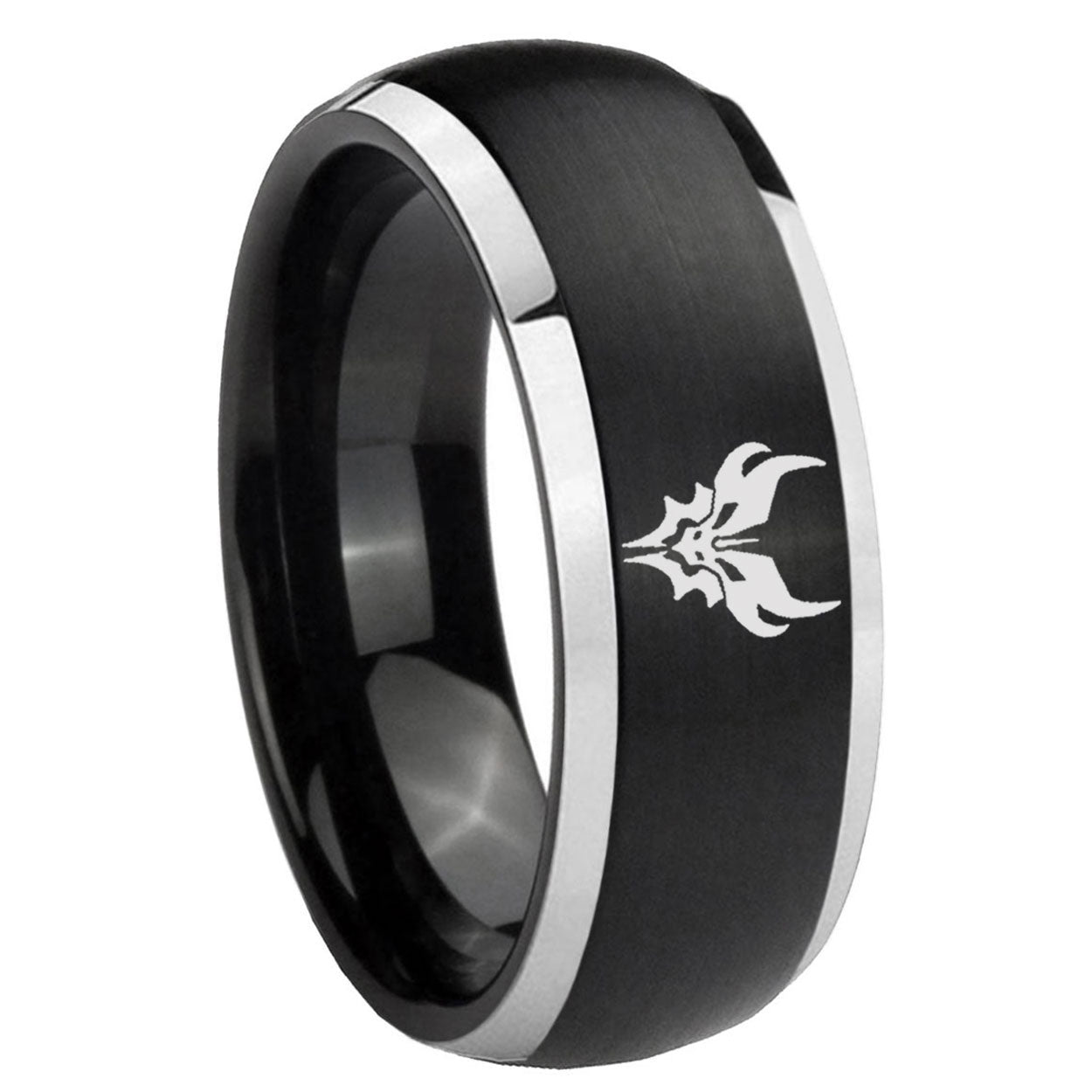 8mm Transformers Shatterback Dome Brush Black Engraving Ring