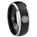 8mm Gold Lantern Dome Brush Black Engraving Ring