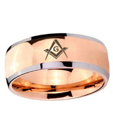5, 8mm Freemason Masonic Dome Rose Gold Tungsten Ring