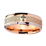 8mm-Celtic-Cross-Dome-Rose-Gold-Tungsten-Carbide-Men's-Promise-Rings